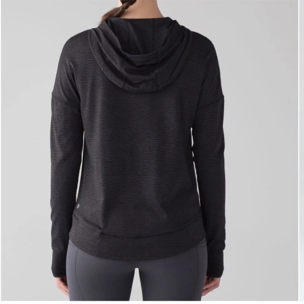Lululemon Squad Goals Hoodie in Pebble Jacquard Black Blue Tied